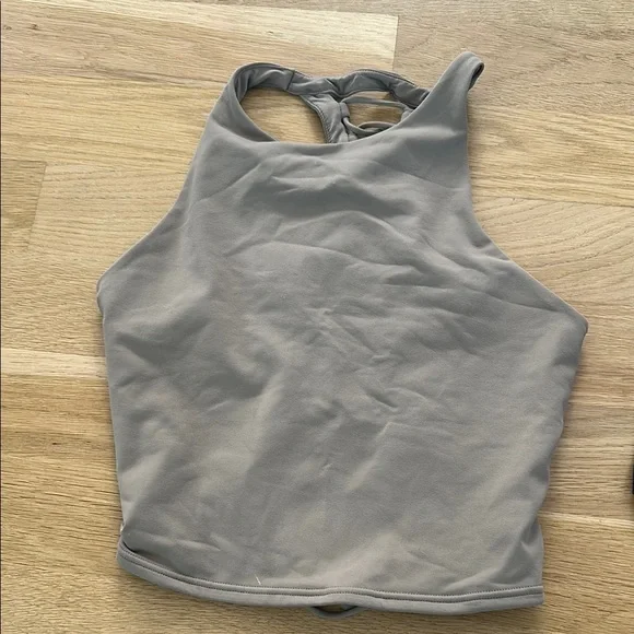 ALO Yoga movement Taupe Lace-Up Detail Bra Top Sz L - Picture 2 of 5